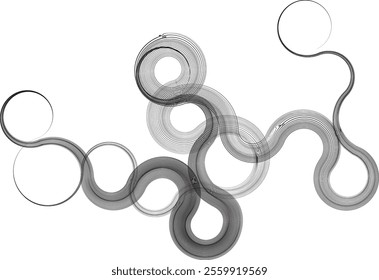 Decorative swirl of line. Intertwined curved lines .Abstract flow linear fluid shapes .Curly design element. Music sound wave . Swirl calligraphic flourish divider ornament design. Curve lines Vector 