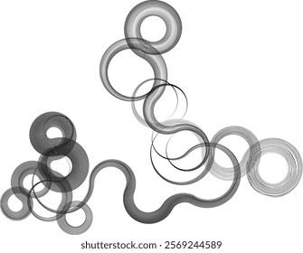 Decorative swirl of line. Intertwined curved lines .Abstract flow linear fluid shapes .Curly design element. Music sound wave . Swirl calligraphic flourish divider ornament design. Curve lines Vector 