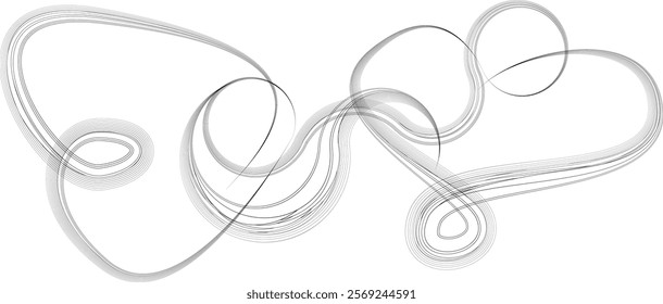 Decorative swirl of line. Intertwined curved lines .Abstract flow linear fluid shapes .Curly design element. Music sound wave . Swirl calligraphic flourish divider ornament design. Curve lines Vector 