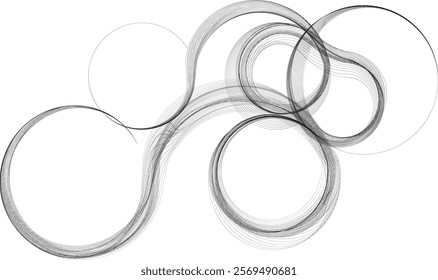 Decorative swirl of line. Intertwined curved lines .Abstract flow linear fluid shapes .Curly design element. Music sound wave . Swirl calligraphic flourish divider ornament design. Curve lines Vector 