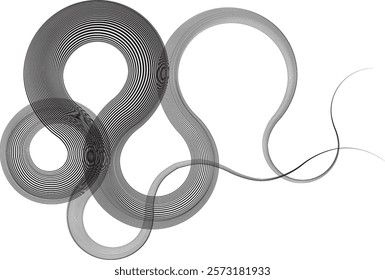 Decorative swirl of line. Intertwined curved lines .Abstract flow linear fluid shapes .Curly design element. Music sound wave . Swirl calligraphic flourish divider ornament design. Curve lines Vector 