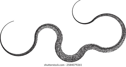 Decorative swirl of line. Roughen curved lines .Abstract flow linear fluid shapes .Curly design element. Music sound wave . Swirl calligraphic flourish divider ornament design. Curve lines Vector