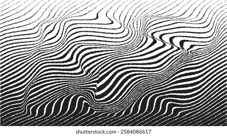 Decorative swirl of line. Roughen curved lines .Abstract flow linear fluid shapes .Curly design element. Music sound wave . Swirl calligraphic flourish divider ornament design. Curve lines Vector