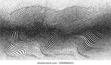 Decorative swirl of line. Roughen curved lines .Abstract flow linear fluid shapes .Curly design element. Music sound wave . Swirl calligraphic flourish divider ornament design. Curve lines Vector