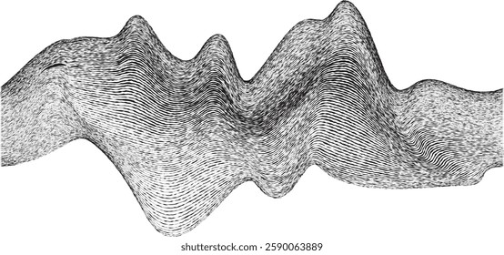 Decorative swirl of line. Roughen curved lines .Abstract flow linear fluid shapes .Curly design element. Music sound wave . Swirl calligraphic flourish divider ornament design. Curve lines Vector