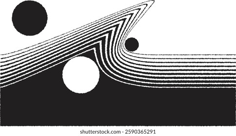  Decorative swirl of line. Roughen curved lines .Abstract flow linear fluid shapes .Curly design element. Music sound wave . Swirl calligraphic flourish divider ornament design. Curve lines Vector