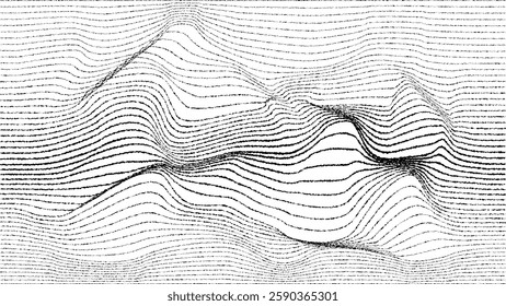  Decorative swirl of line. Roughen curved lines .Abstract flow linear fluid shapes .Curly design element. Music sound wave . Swirl calligraphic flourish divider ornament design. Curve lines Vector