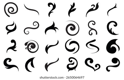 Decorative swirl and spiral icon. Shapes add a stylish touch to invitations, logos, tattoos, and art  design.  Pictograms and infographics for mobile apps. vector illustration.	