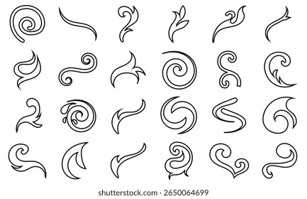 Decorative swirl and spiral icon. Shapes add a stylish touch to invitations, logos, tattoos, and art  design.  Pictograms and infographics for mobile apps. vector illustration.	