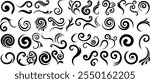 Decorative swirl and spiral vector silhouette set, perfect swirl for graphic design. Elegant shapes add a stylish touch to invitations, logos, tattoos, and art projects