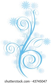 Decorative swirling winter design with snowflakes. Vector Illust