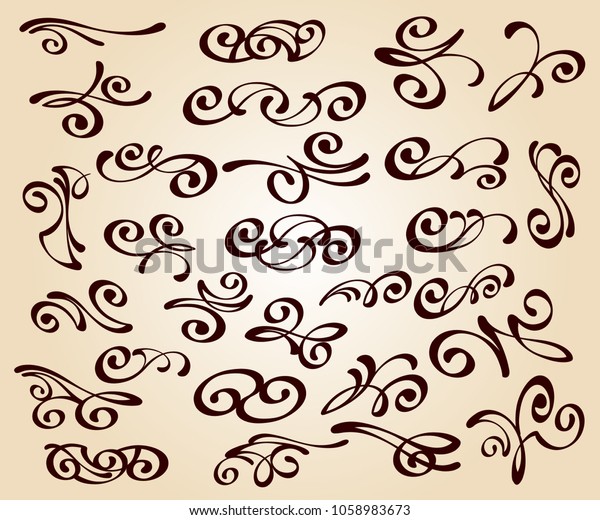 Decorative  swirls. Designers collection.Vector\
illustration.Brown on\
beige.