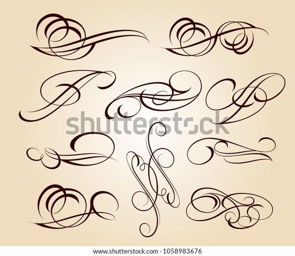Decorative  swirls. Designers collection.Vector\
illustration.Brown on\
beige.
