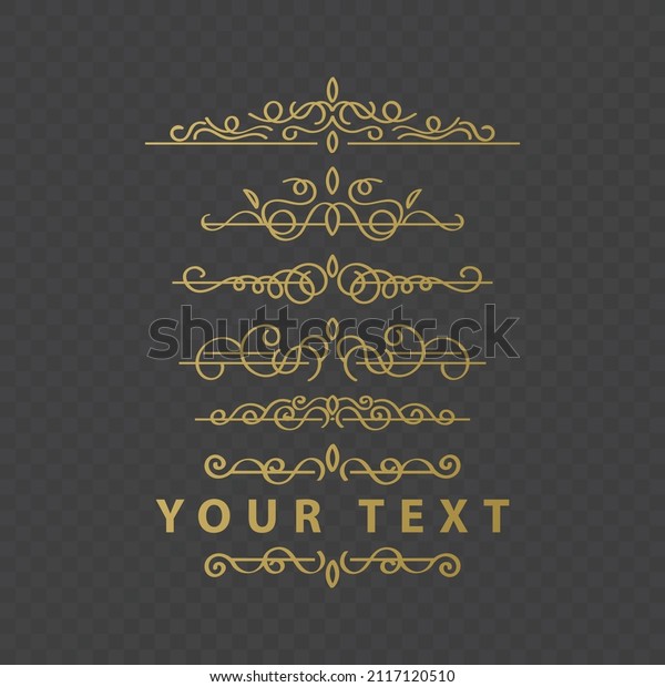 Decorative swirls divider. Collection of vector\
calligraphic objects for wedding invitation, greeting card and\
certificate design. Lines, borders, swirls and divider in retro\
classic style.