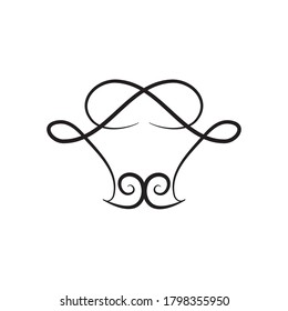 decorative swirls divider icon over white background, silhouette style, vector illustration