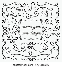 Decorative swirls dividers. Elegance line for frame, invitation. 