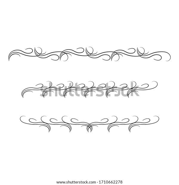 Decorative swirls dividers. Elegance line for frame,\
invitation. Delimiter old text, calligraphic swirl border ornaments\
and vintage divider Ornament curl, calligraphy victorian lines\
Vector icons set