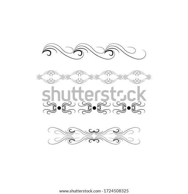 Decorative swirls dividers. Elegance line for frame,\
invitation. Delimiter old text, calligraphic swirl border ornaments\
and vintage divider Ornament curl, calligraphy victorian lines\
Vector icons set