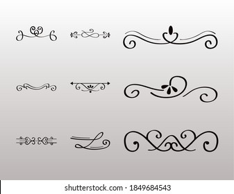 decorative swirls dividers in gray background vector illustration design
