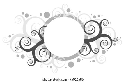 Decorative swirls surrounding a frame