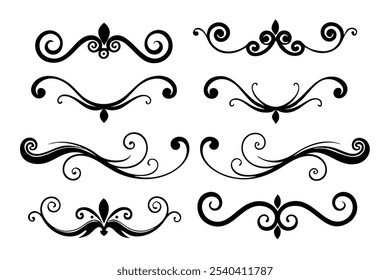 
Decorative swirls in various shapes and sizes, creating a visually appealing design set flat vector illustration on white background.