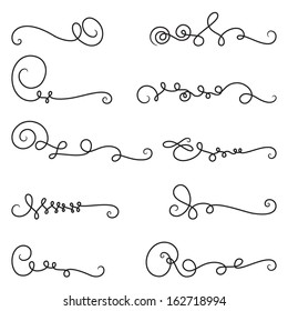 Decorative swirls; vector set 2; vintage borders, vignettes; scroll elements  