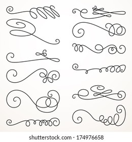 Decorative swirls; vector set 8; vintage borders, vignettes; scroll elements 