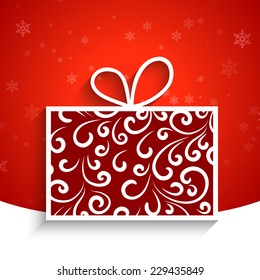 Decorative swirly gift box, vector winter background, eps10