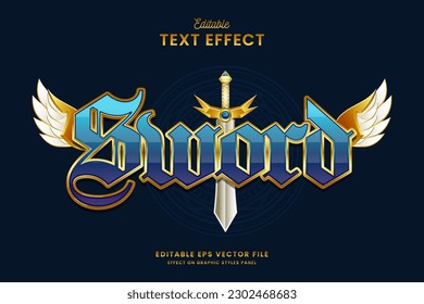 image vectorielle création d'effets de texte modifiable d'épée décorative