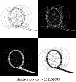 decorative symbol Q, vector illustration, clip art