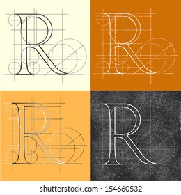 decorative symbol R, vector illustration, clip art