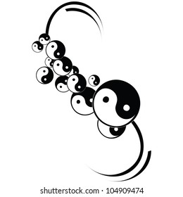 The decorative symbol of yin and yang. Religion. Vector illustration.