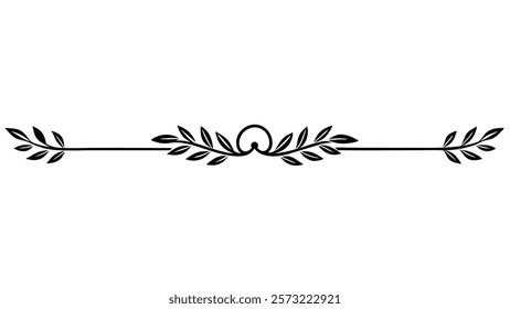 Decorative Symmetric Divider Line with Abstract Floral Motif and Ornamental Filigree Border