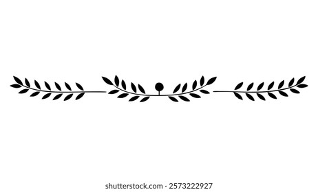 Decorative Symmetric Divider Line with Abstract Floral Motif and Ornamental Filigree Border