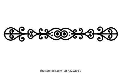 Decorative Symmetric Divider Line with Abstract Floral Motif and Ornamental Filigree Border