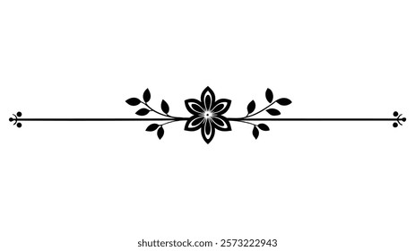 Decorative Symmetric Divider Line with Abstract Floral Motif and Ornamental Filigree Border