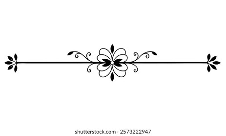 Decorative Symmetric Divider Line with Abstract Floral Motif and Ornamental Filigree Border