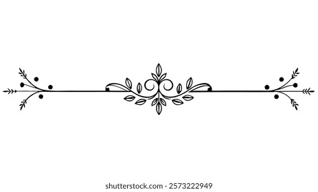 Decorative Symmetric Divider Line with Abstract Floral Motif and Ornamental Filigree Border