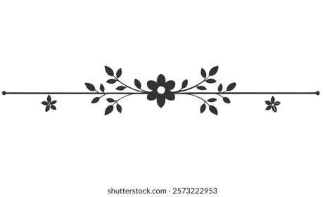 Decorative Symmetric Divider Line with Abstract Floral Motif and Ornamental Filigree Border