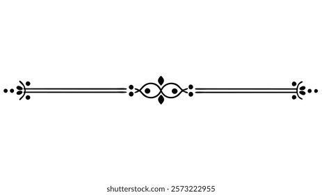 Decorative Symmetric Divider Line with Abstract Floral Motif and Ornamental Filigree Border