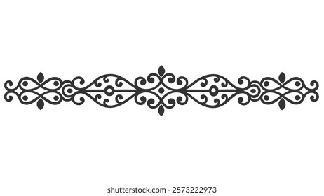 Decorative Symmetric Divider Line with Abstract Floral Motif and Ornamental Filigree Border