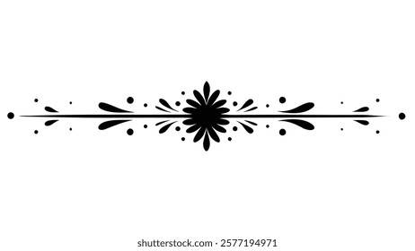 Decorative Symmetric Divider Line with Abstract Floral Motif and Ornamental Filigree Border