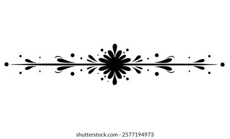 Decorative Symmetric Divider Line with Abstract Floral Motif and Ornamental Filigree Border
