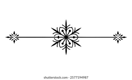 Decorative Symmetric Divider Line with Abstract Floral Motif and Ornamental Filigree Border