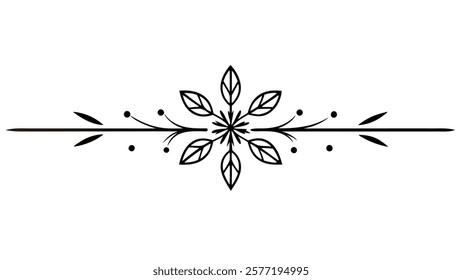 Decorative Symmetric Divider Line with Abstract Floral Motif and Ornamental Filigree Border