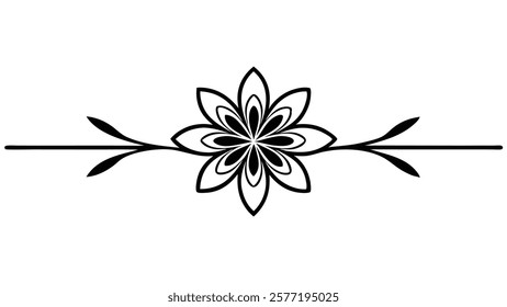 Decorative Symmetric Divider Line with Abstract Floral Motif and Ornamental Filigree Border