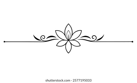 Decorative Symmetric Divider Line with Abstract Floral Motif and Ornamental Filigree Border