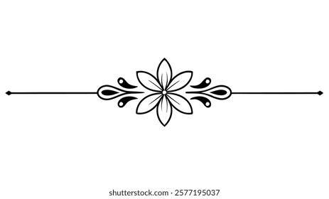 Decorative Symmetric Divider Line with Abstract Floral Motif and Ornamental Filigree Border