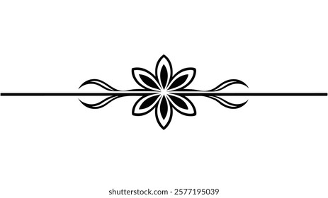 Decorative Symmetric Divider Line with Abstract Floral Motif and Ornamental Filigree Border