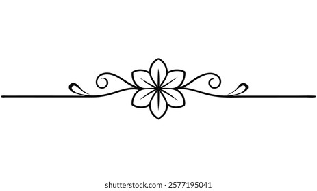 Decorative Symmetric Divider Line with Abstract Floral Motif and Ornamental Filigree Border